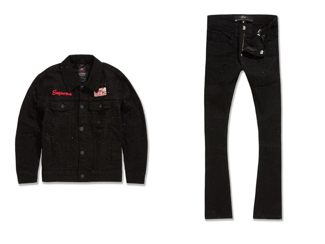Jordan Craig - Kids Local Dealer Trucker Jacket & Stacked Denim Set - Jet Black