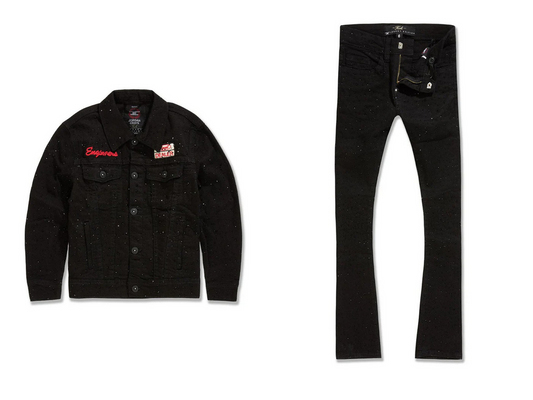 Jordan Craig - Kids Local Dealer Trucker Jacket & Stacked Denim Set - Jet Black