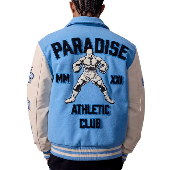 Jordan Craig  Paradise Team Men Varsity Jacket - Sky Blue Jordan Craig