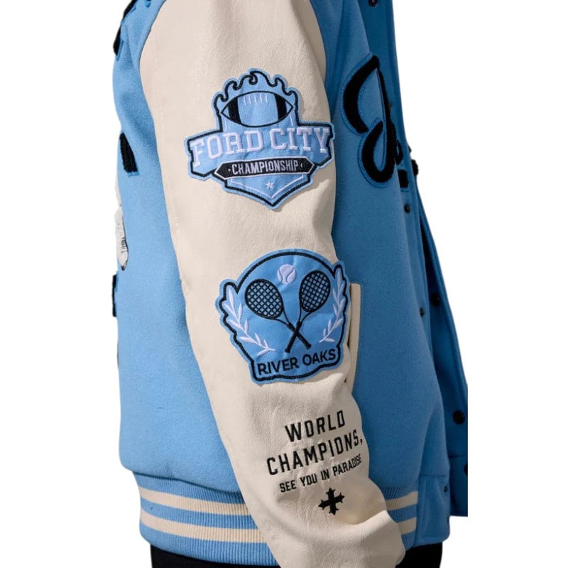 Jordan Craig  Paradise Team Men Varsity Jacket - Sky Blue Jordan Craig