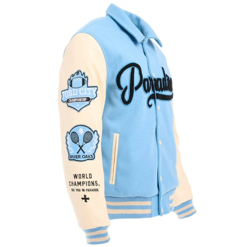 Jordan Craig  Paradise Team Men Varsity Jacket - Sky Blue Jordan Craig