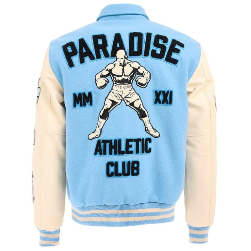 Jordan Craig  Paradise Team Men Varsity Jacket - Sky Blue Jordan Craig