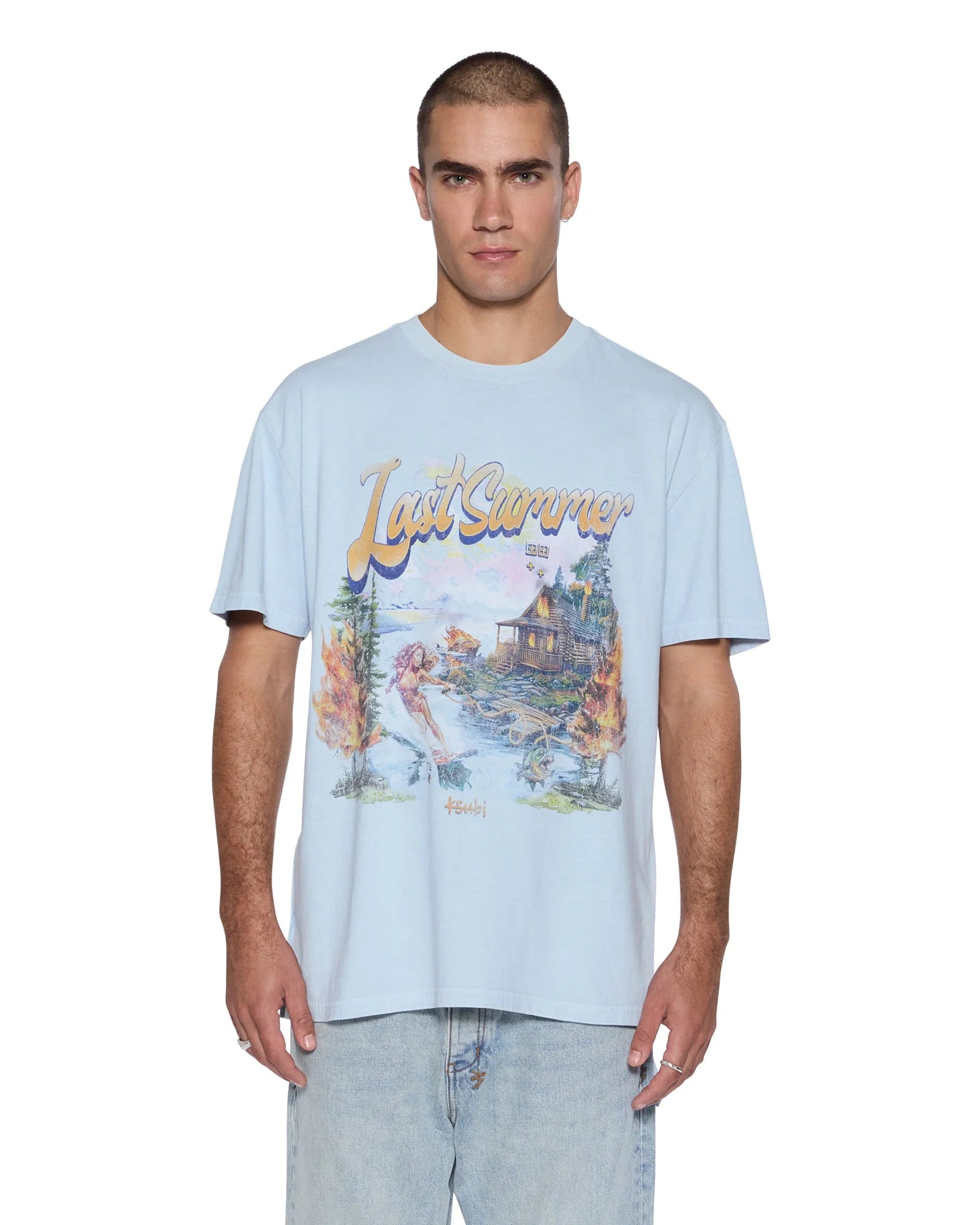 Ksubi - Last Summer Biggie Ss Tee - Blue Mist KSUBI