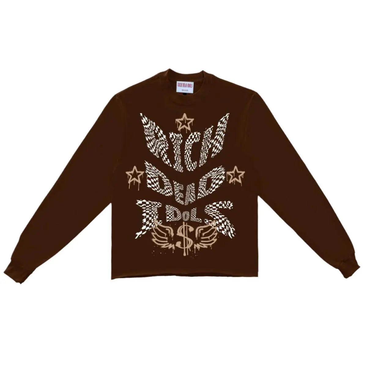 Warped Cropped Heavyweight Long Sleeve Tee - Brown - BLVD