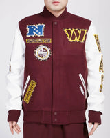 Pro Standard - Washington Commanders Animal Print Wool Varsity Jacket - Wine White - BLVD