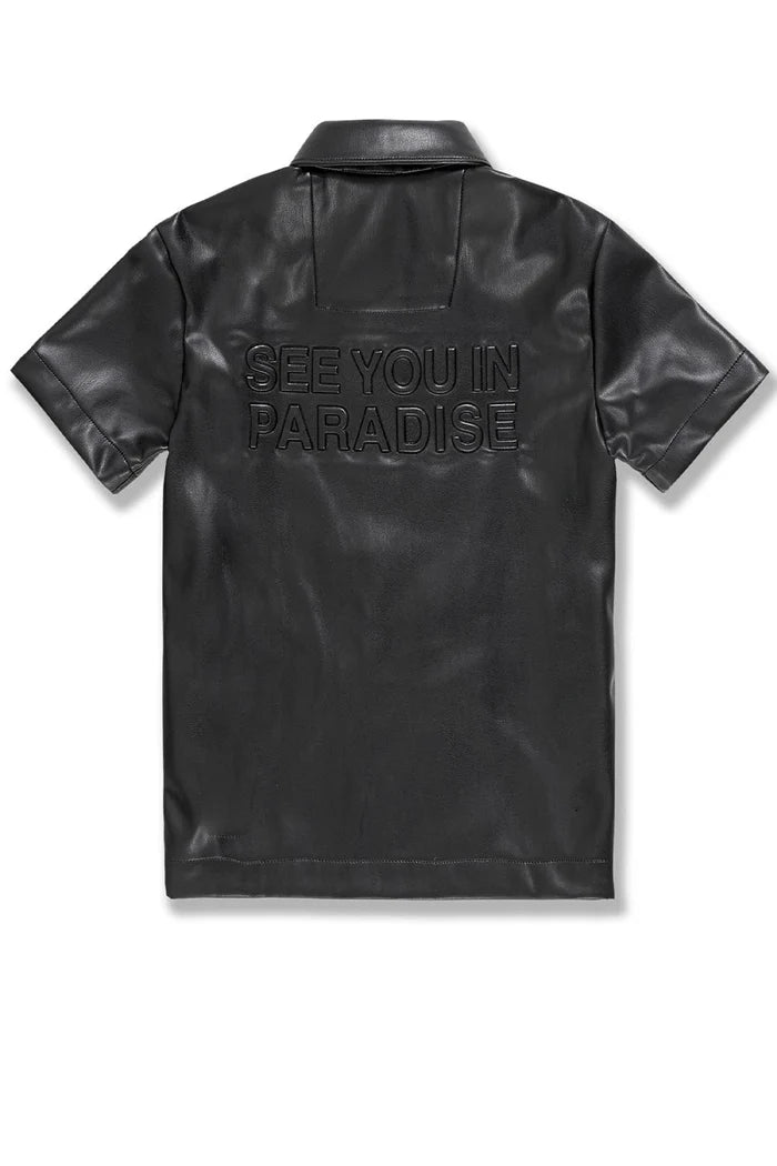 Jordan Craig - Kids Thriller Full Zip S/S Shirt & Shorts Set - Black Jordan Craig