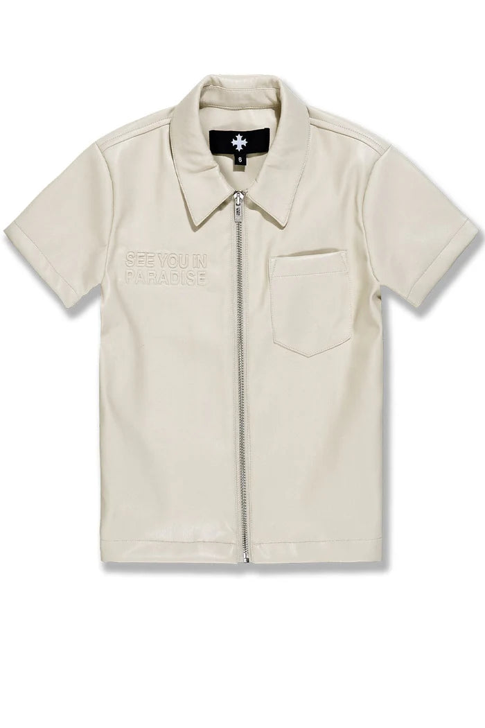 Jordan Craig - Kids Thriller Full Zip S/S Shirt & Shorts Set - Khaki Jordan Craig