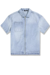 Jordan Craig - Radiant Denim Zip Up Shirt - Ice Blue