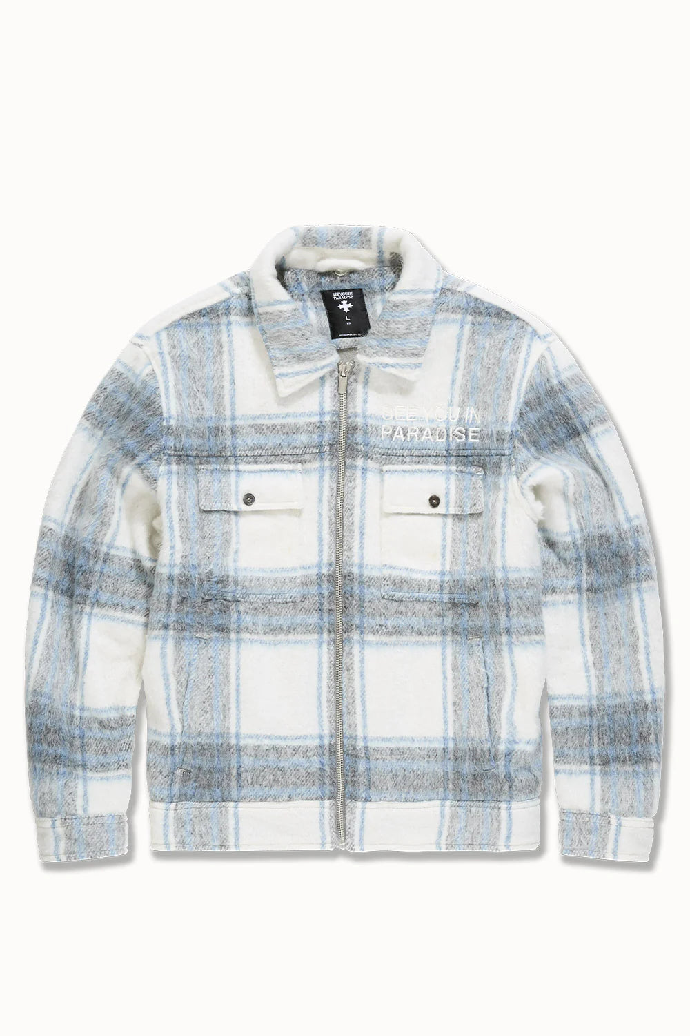 Jordan Craig - SYIP Hooded Flannel Shacket - Light Blue