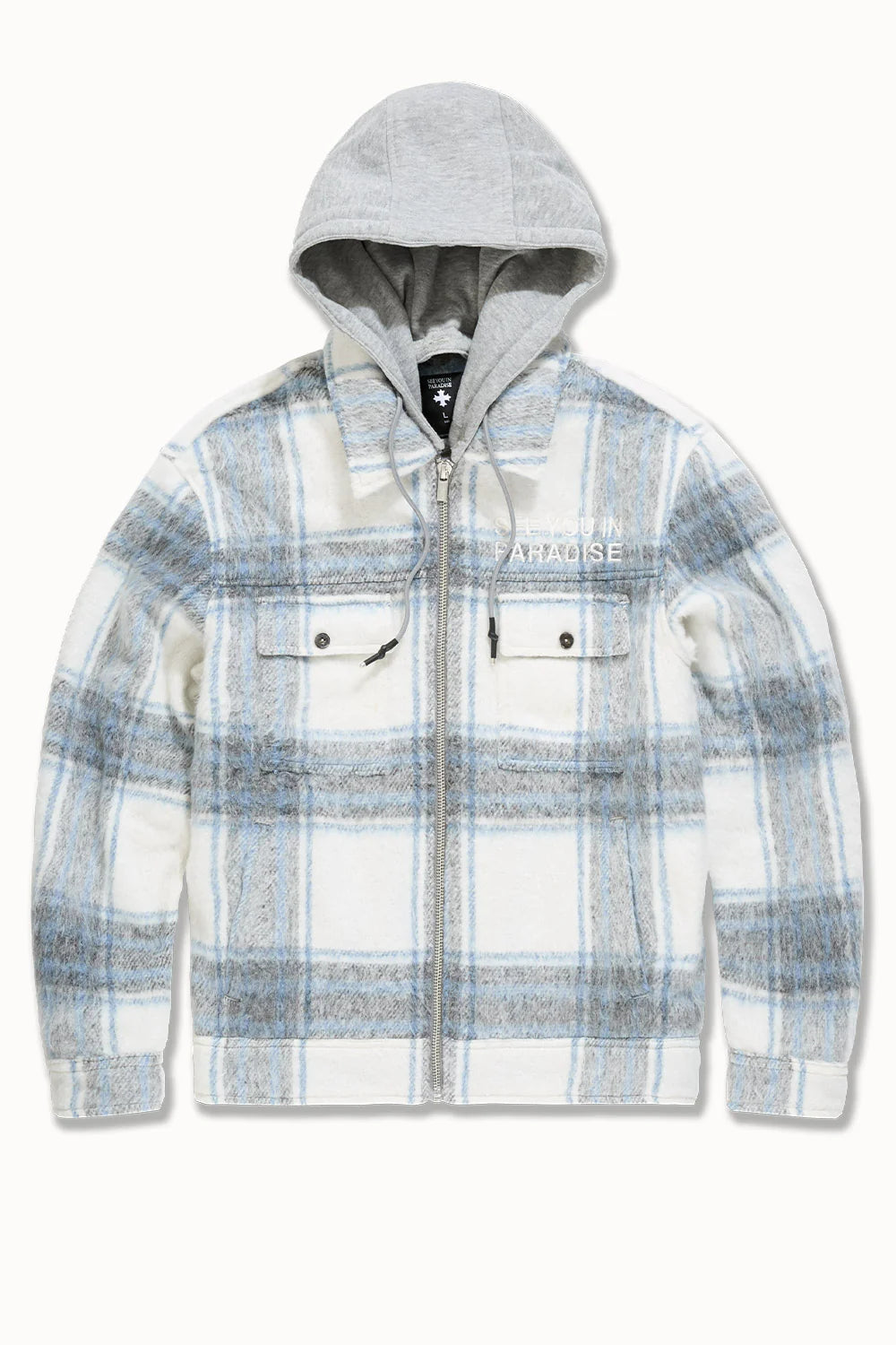 Jordan Craig - SYIP Hooded Flannel Shacket - Light Blue