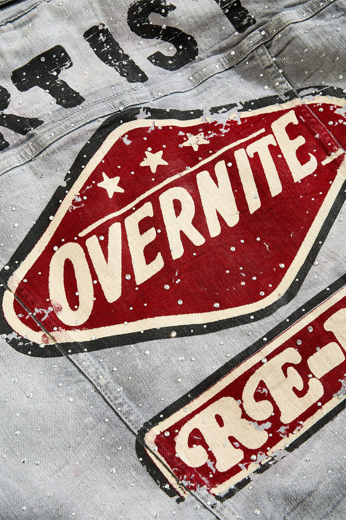 Jordan Craig - Local Dealer Trucker Jacket W Rhinestones - Cement Wash