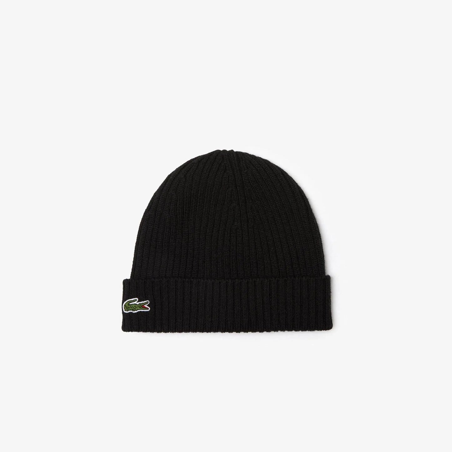 Lacoste Men's Ribbed Wool Beanie - Black 031 - BLVD