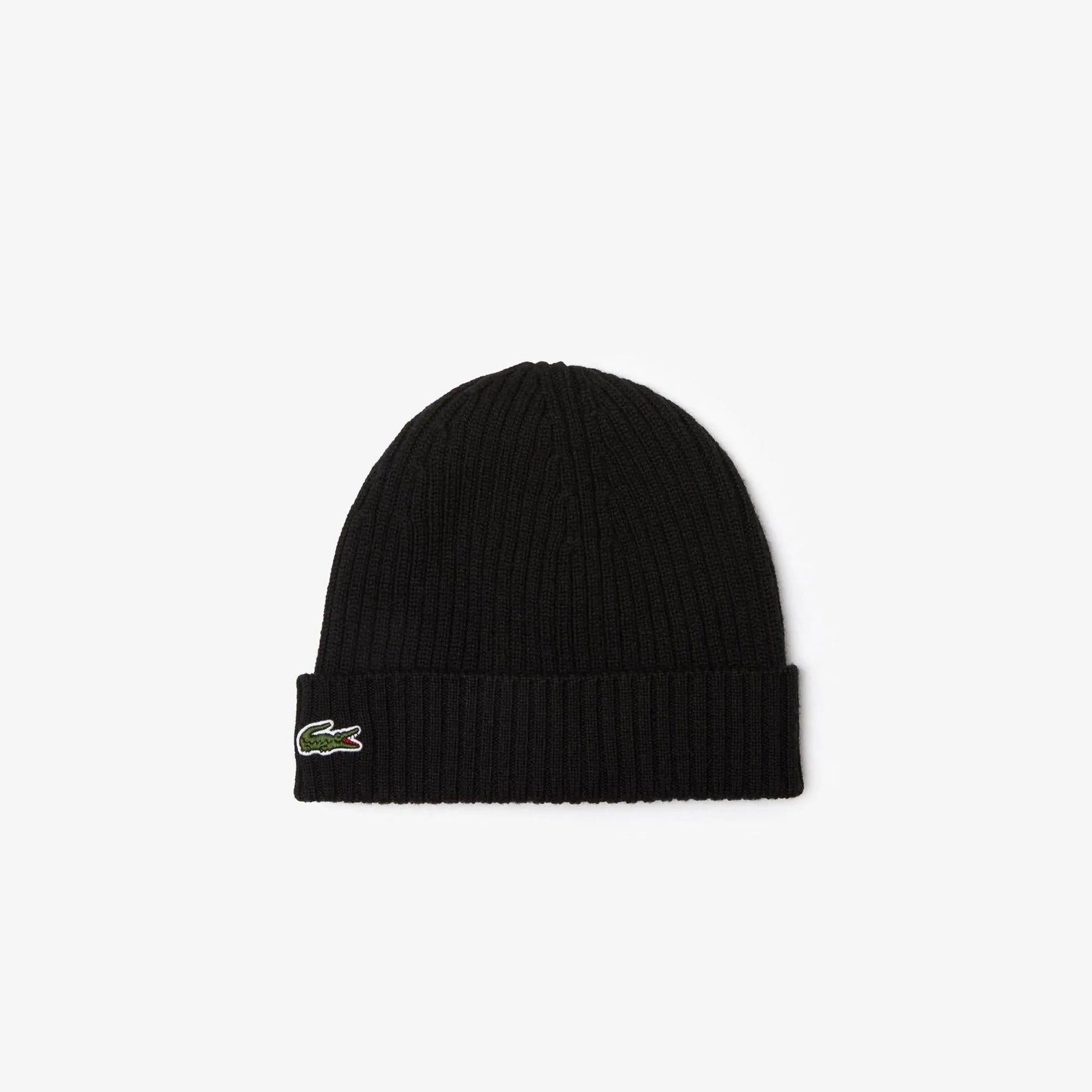 Lacoste Men's Ribbed Wool Beanie - Black 031 - BLVD