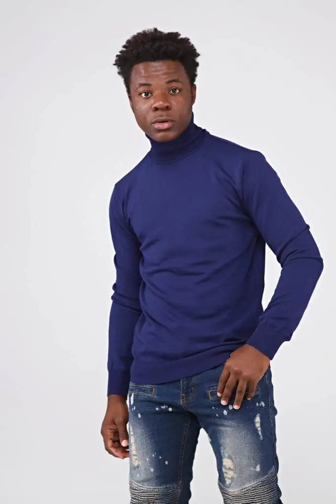 Bp Men Slim Fit Turtleneck Navy - BLVD