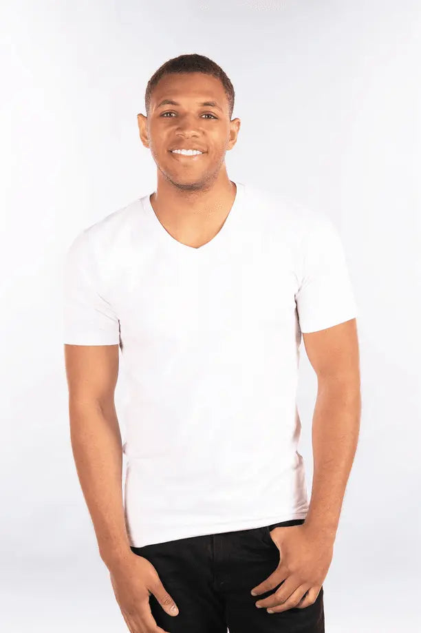 City Lab Stretch Slim Fit T-Shirt, V Neck White - BLVD