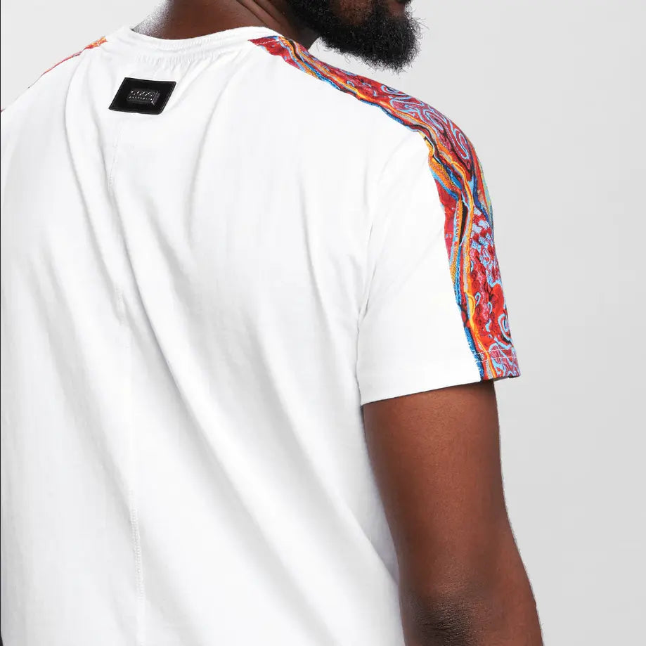 Coogi Patch Stripe Tee - White (CG19650) - BLVD