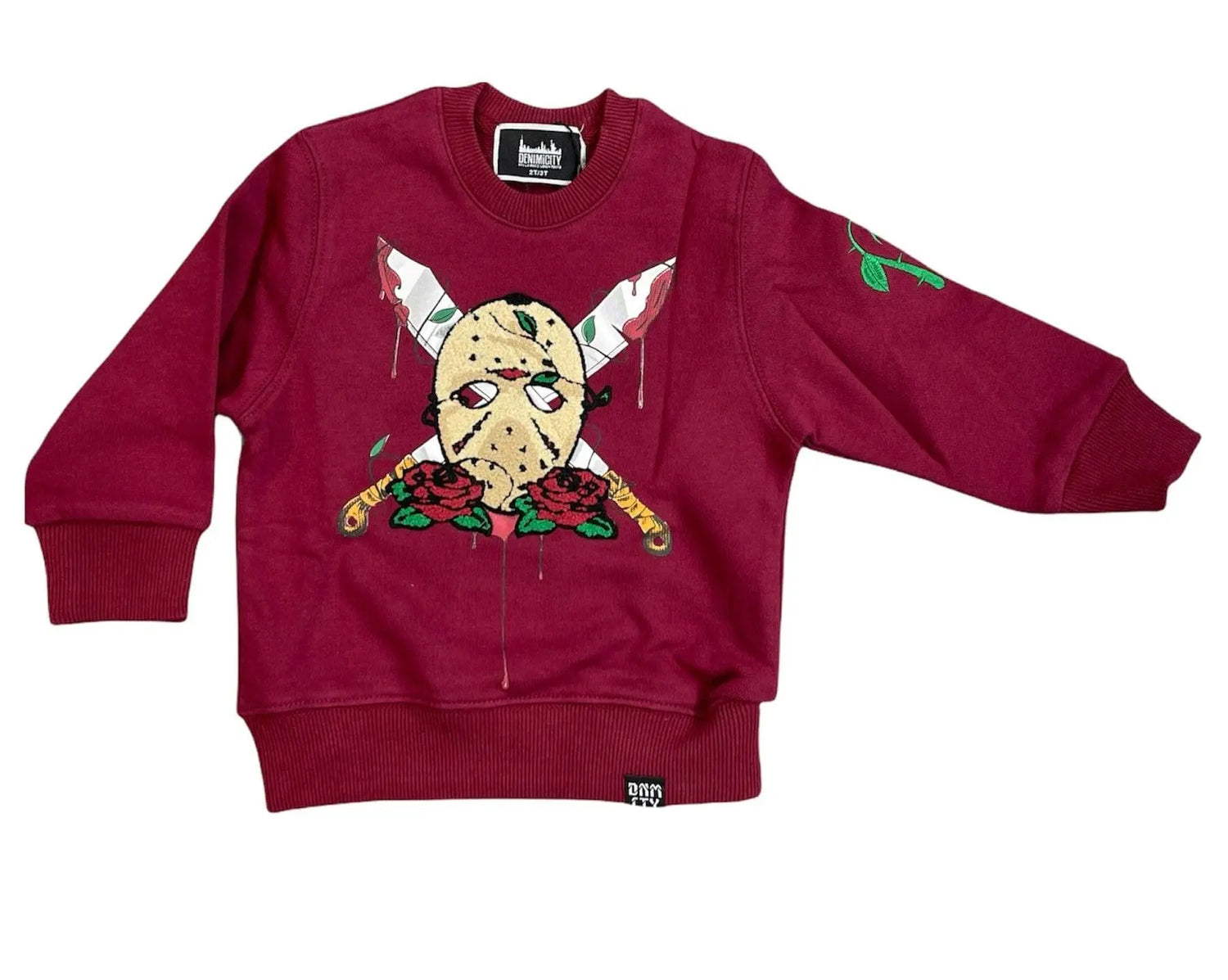 Denim City Kids Roses Sweater Burgundy Beige - BLVD