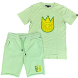 Cult Of Individuality 3d Clean Shimuchan Logo Short Sleeve Tee & Short Set - Patina Green