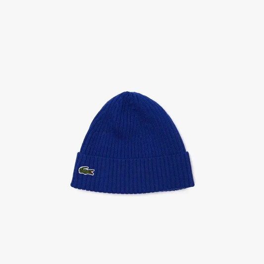 Lacoste Men's Ribbed Wool Beanie Royal Blue - BLVD