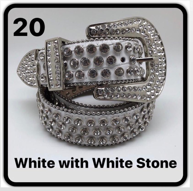 DNA Men Stones Belt - White Silver 20
