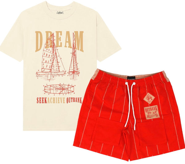 Outrank Dream Short Set - Vintage White & Red