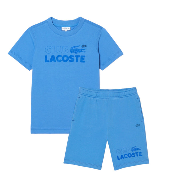 Lacoste Kids’ Branded Print Organic Cotton T-Shirt & Shorts Set - Blue L99