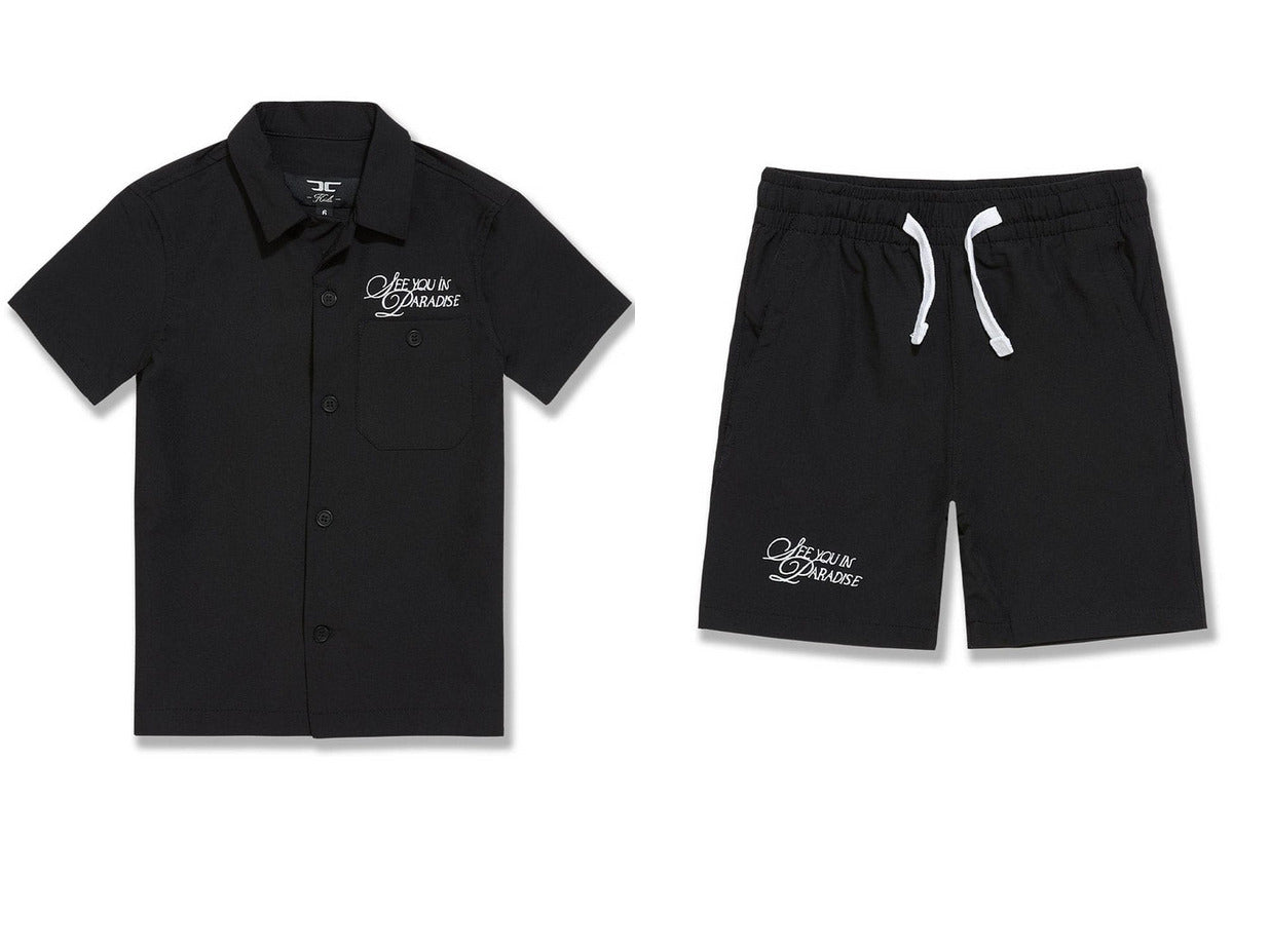 Jordan Craig - Kids Oakland Mechanic S/S Shirt & Shorts Set - Black