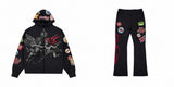 Roku - Men's Devotion ZIP Down Hoodie & Flare Sweatpants Set - Black