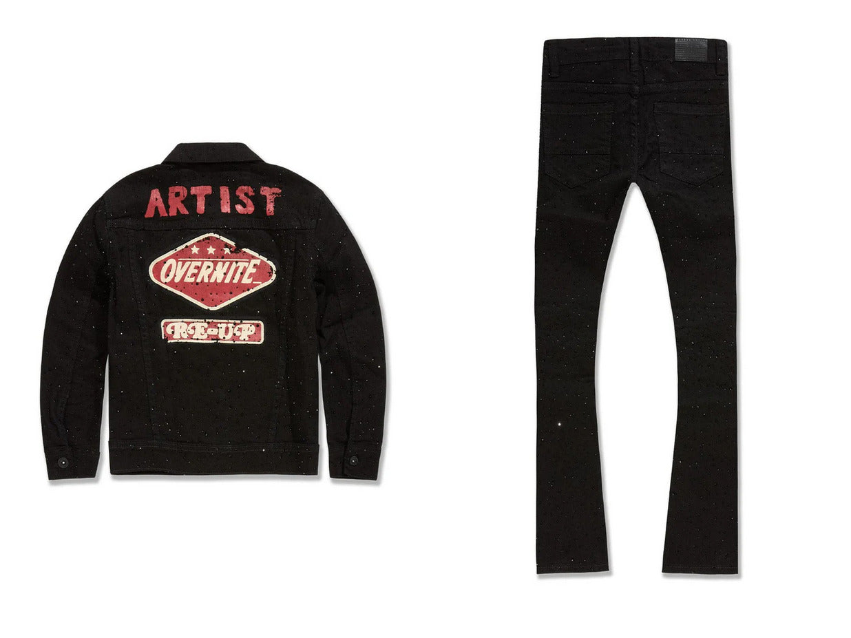 Jordan Craig - Kids Local Dealer Trucker Jacket & Stacked Denim Set - Jet Black
