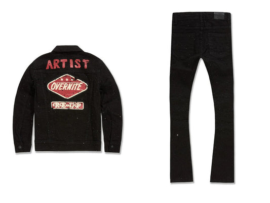Jordan Craig - Kids Local Dealer Trucker Jacket & Stacked Denim Set - Jet Black