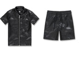 Jordan Craig - Kids Thriller Full Zip S/S Shirt & Shorts Set - Black