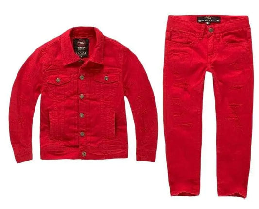 Jordan Craig Kids Tribeca Twill Denim Set ( Red ) - BLVD