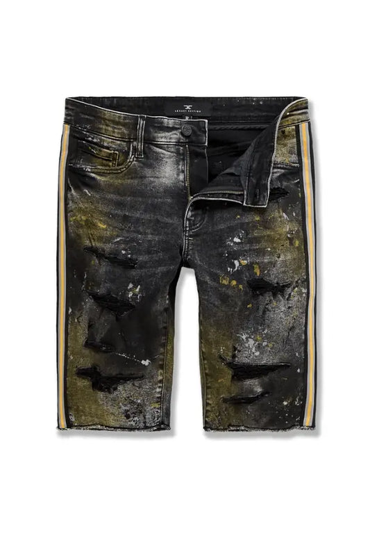 Jordan Craig Sparta Striped Denim Shorts (Gold) - BLVD