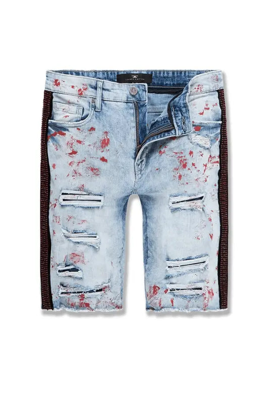 Jordan Craig Vegas Stone Striped Denim Shorts (Fire Red) - BLVD