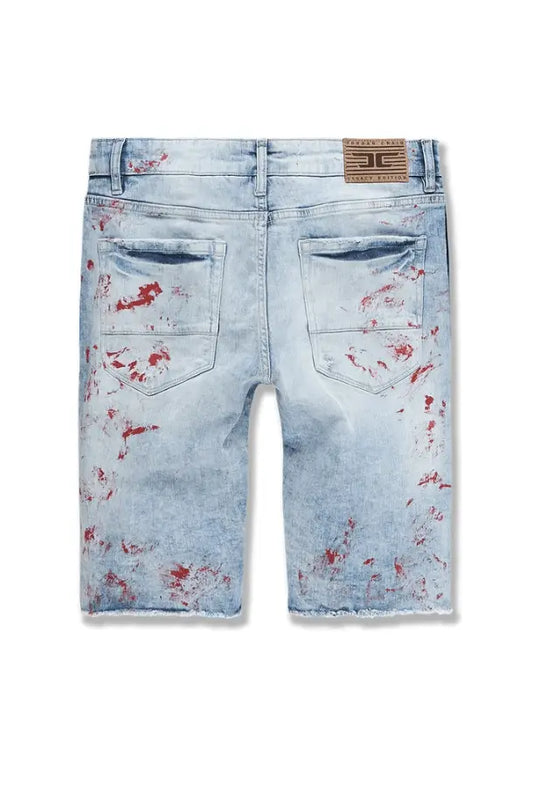 Jordan Craig Vegas Stone Striped Denim Shorts (Fire Red) - BLVD