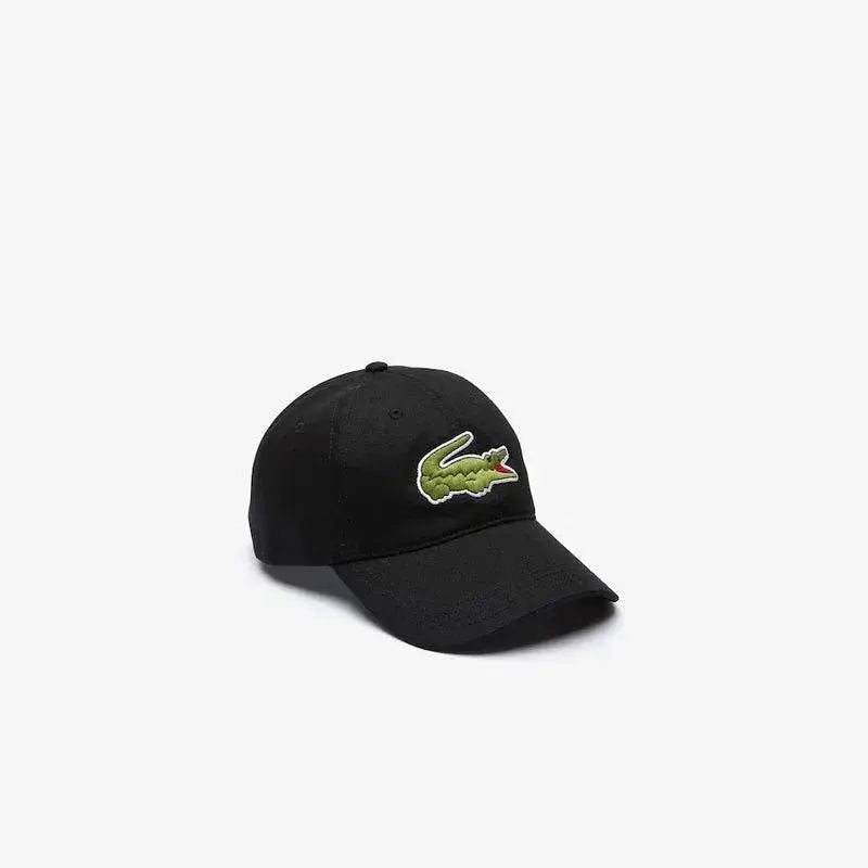 Men's Lacoste Contrast Strap And Oversized Crocodile Cotton Cap - Black - BLVD
