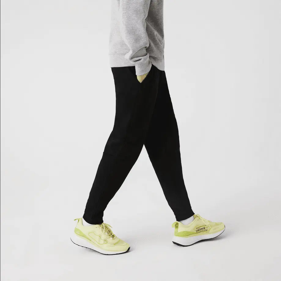 Lacoste Men’s Kangaroo Pocket Color-Block Sweatshirt Hoodie & Tapered Fit Fleece Trackpants Set Black 031 - BLVD