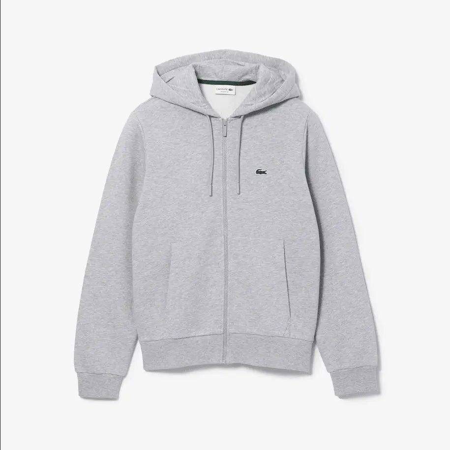 Lacoste Men's Kangaroo Pocket Color-Block Sweatshirt Hoodie & Tapered Fit Fleece Trackpants Set CCA Grey - BLVD