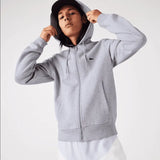 Lacoste Men's Kangaroo Pocket Color-Block Sweatshirt Hoodie & Tapered Fit Fleece Trackpants Set CCA Grey - BLVD
