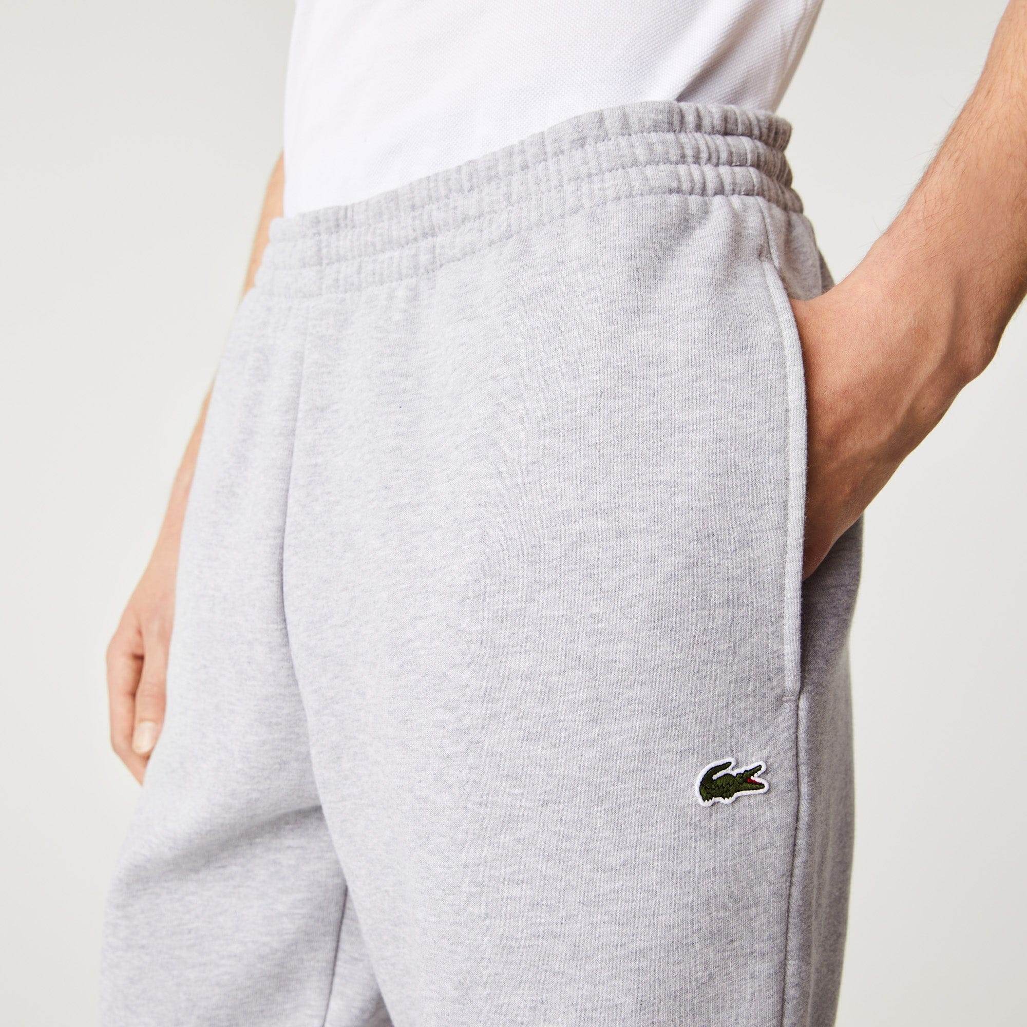 Lacoste Men's Kangaroo Pocket Color-Block Sweatshirt Hoodie & Tapered Fit Fleece Trackpants Set CCA Grey - BLVD
