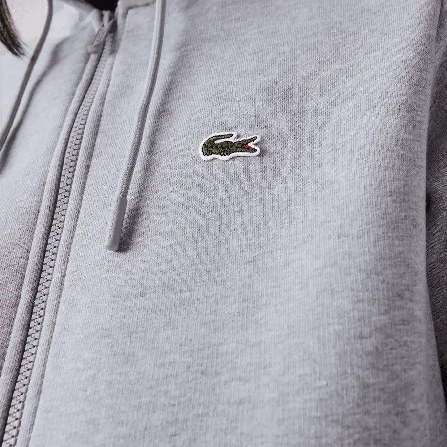 Lacoste Men's Kangaroo Pocket Color-Block Sweatshirt Hoodie & Tapered Fit Fleece Trackpants Set CCA Grey - BLVD