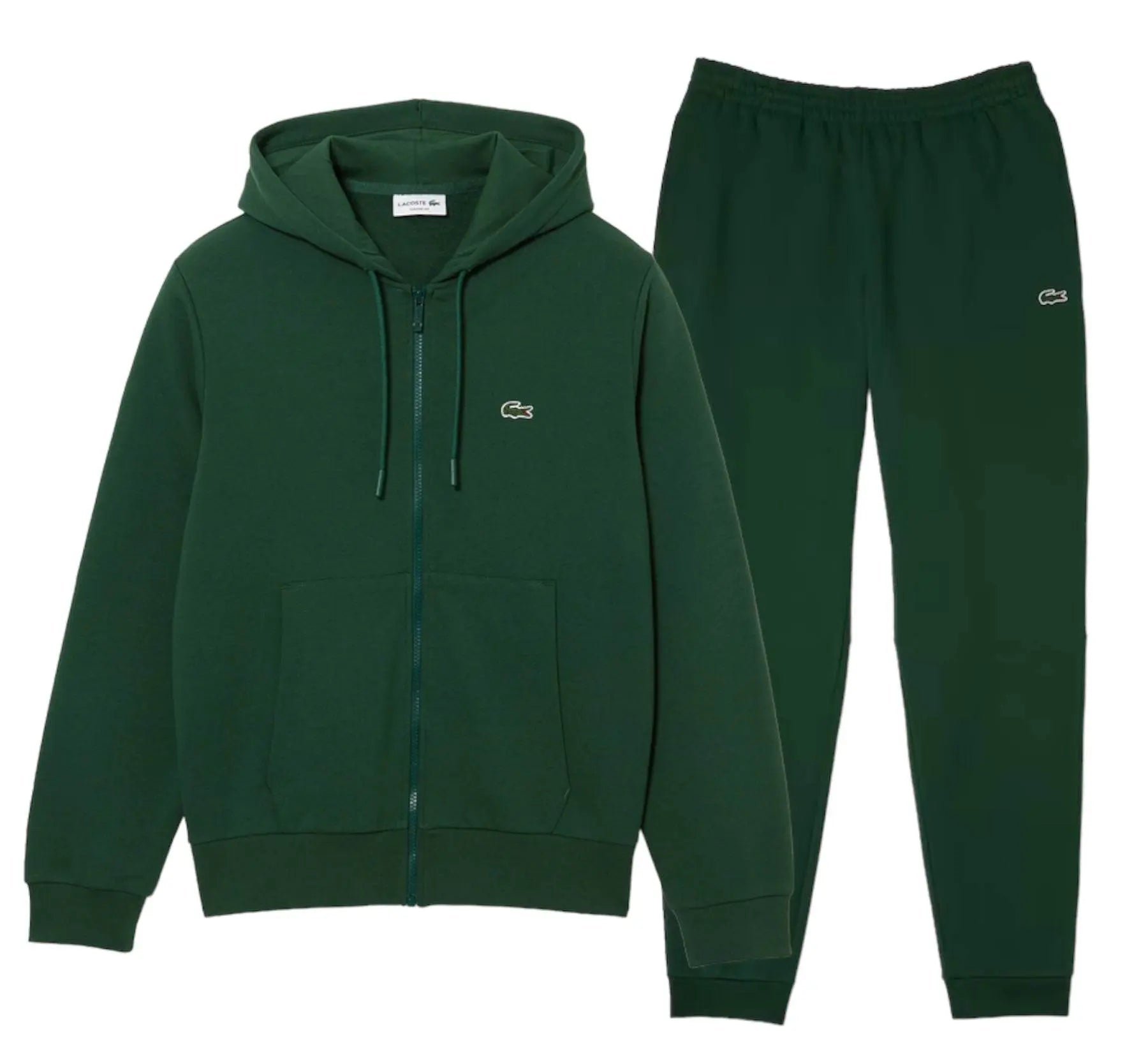 Lacoste Men’s Kangaroo Pocket Color-Block Sweatshirt Hoodie & Tapered Fit Fleece Trackpants Set Green 132 - BLVD