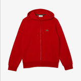 Lacoste Men’s Kangaroo Pocket Color-Block Sweatshirt Hoodie & Tapered Fit Fleece Trackpants Set Red 240 - BLVD