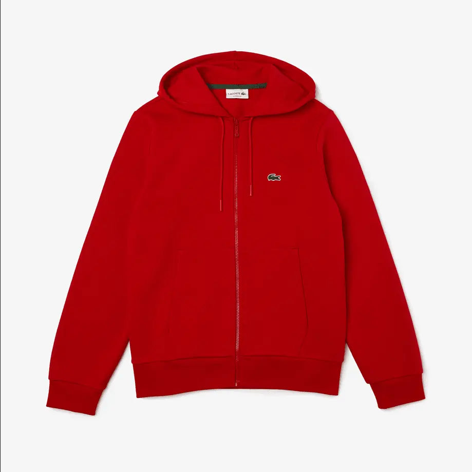 Lacoste Men’s Kangaroo Pocket Color-Block Sweatshirt Hoodie & Tapered Fit Fleece Trackpants Set Red 240 - BLVD