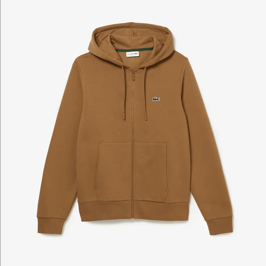 Lacoste Men’s Kangaroo Pocket Color-Block Sweatshirt Hoodie & Tapered Fit Fleece Trackpants Set Z0W Brown - BLVD