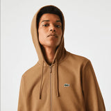 Lacoste Men’s Kangaroo Pocket Color-Block Sweatshirt Hoodie & Tapered Fit Fleece Trackpants Set Z0W Brown - BLVD