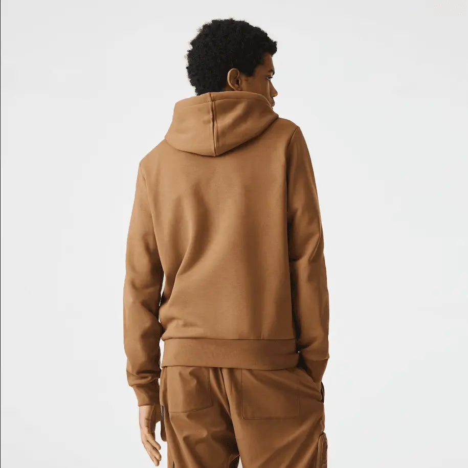 Lacoste Men’s Kangaroo Pocket Color-Block Sweatshirt Hoodie & Tapered Fit Fleece Trackpants Set Z0W Brown - BLVD