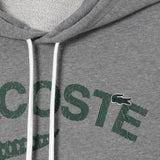 Lacoste Men's Loose Fit Crocodile Hooded Sweatshirt & Print Trackpants Set Grey YRD - BLVD