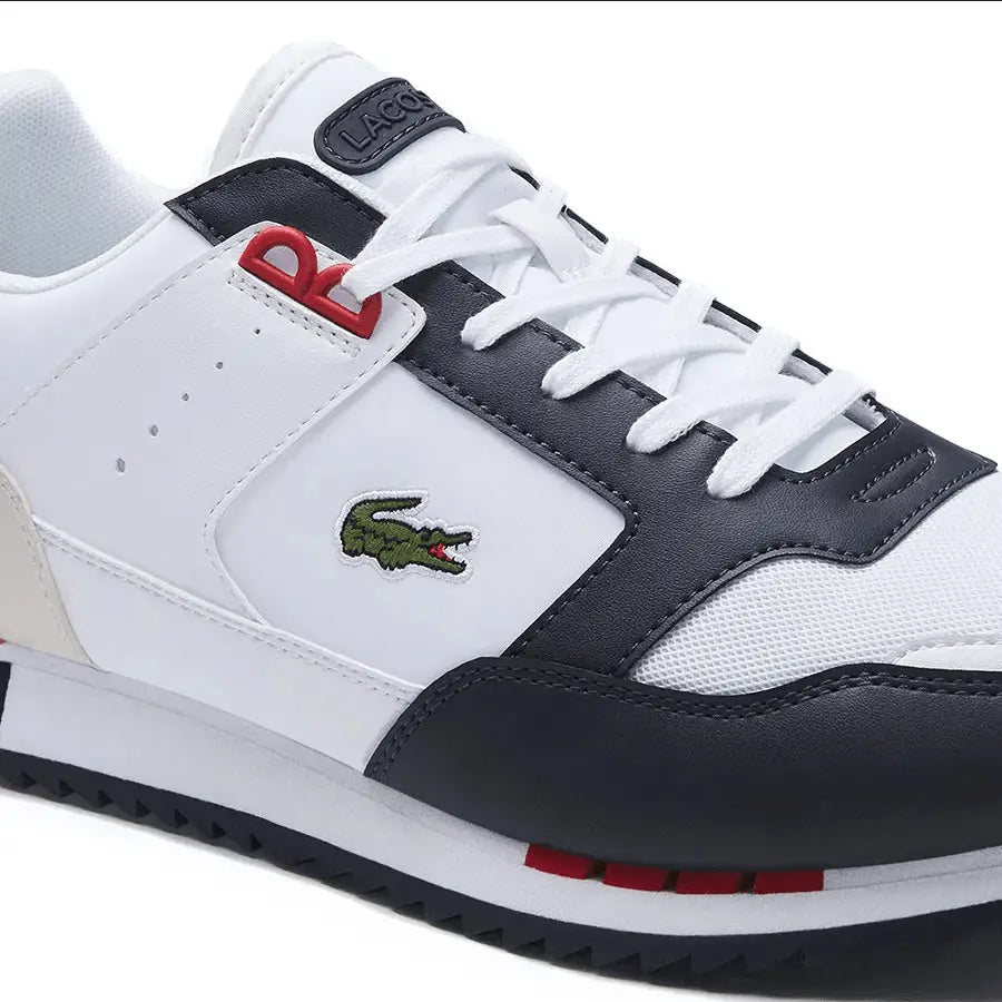 Lacoste Men's Partner Piste Synthetic and Textile Trainers White Navy - BLVD