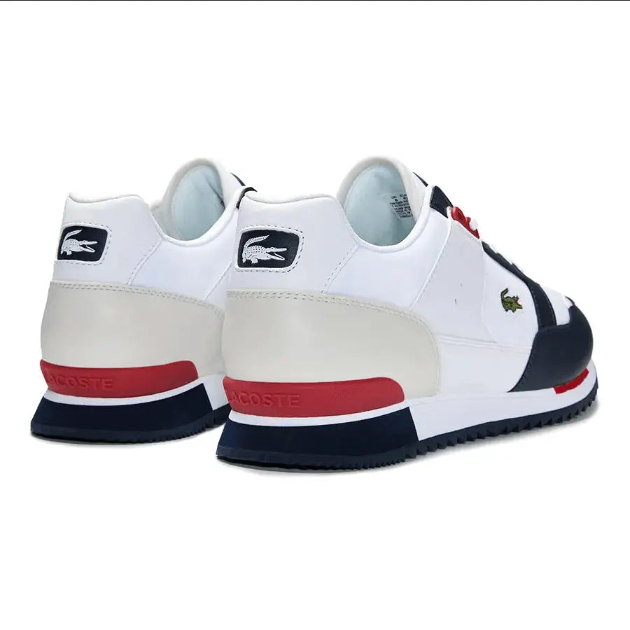 Lacoste Men's Partner Piste Synthetic and Textile Trainers White Navy - BLVD